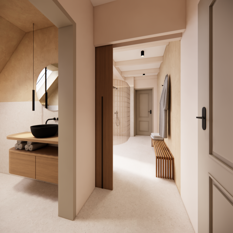 Badezimmer - Dachgeschoss Innenarchitektur Kremstal