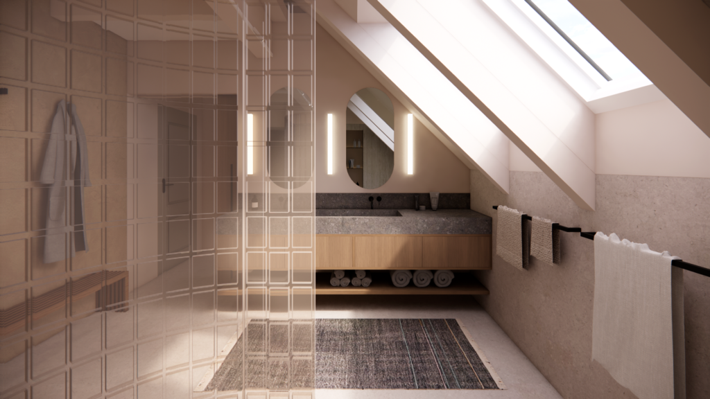 Badezimmer - Dachgeschoss Innenarchitektur Kremstal