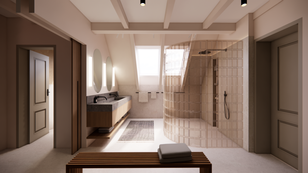 Badezimmer - Dachgeschoss Innenarchitektur Kremstal