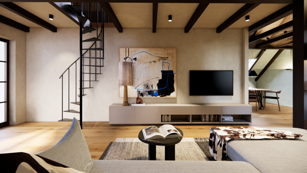 Wohnzimmer - Dachgeschoss Innenarchitektur Kremstal