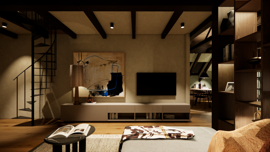 Wohnzimmer - Dachgeschoss Innenarchitektur Kremstal